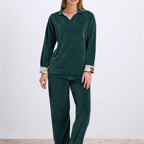 Arias Closet Uzun Kollu Kadife Sweatshirt Ve Pantolon Pijama Takımı