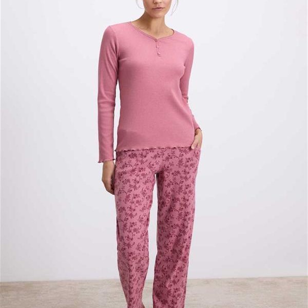 Arias Closet Uzun Kollu T-Shirt Ve Desenli Pantolon Pijama Takımı