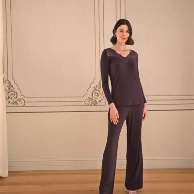 Arias Closet Uzun Kollu Ve Dantelli Pijama Takımı