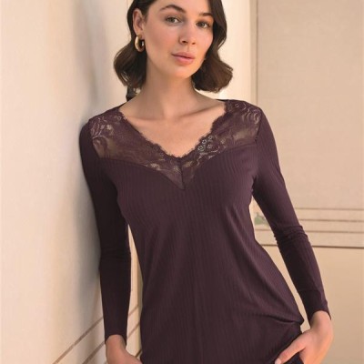 Arias Closet Uzun Kollu Ve Dantelli Pijama Takımı