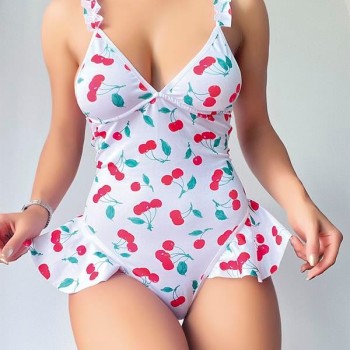 Arias Closet Vişne Desenli Fantezi Body