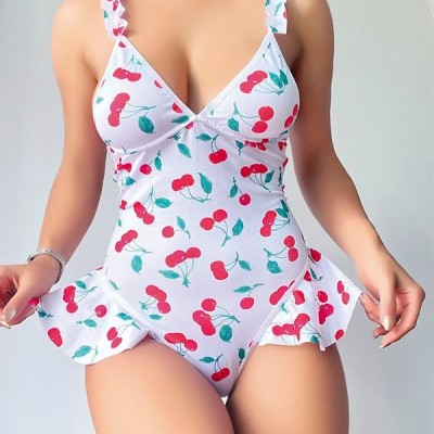 Arias Closet Vişne Desenli Fantezi Body