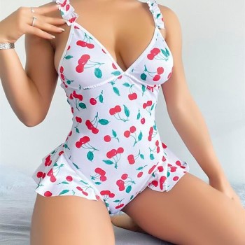Arias Closet Vişne Desenli Fantezi Body