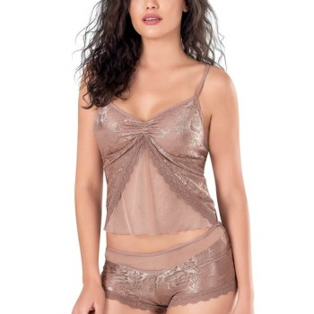 Arias Closet Vizon Jakarlı Babydoll Şort Takımı