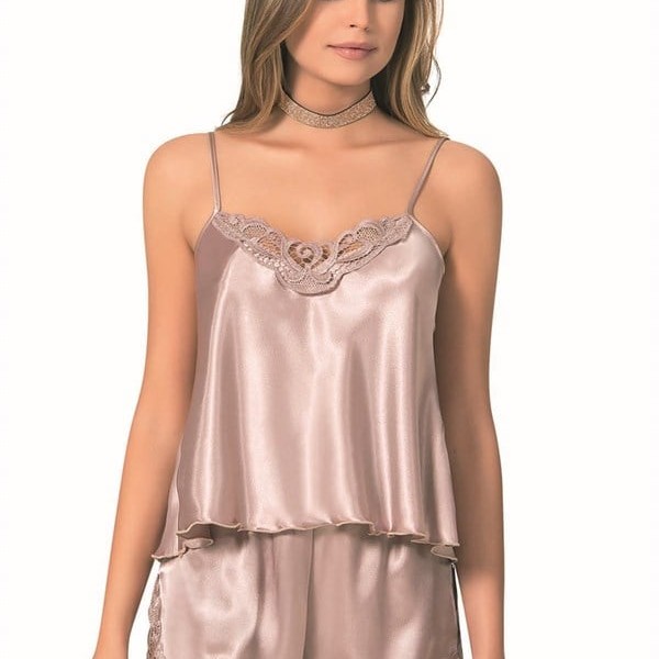 Arias Closet Vizon Saten Babydoll Şort Takımı