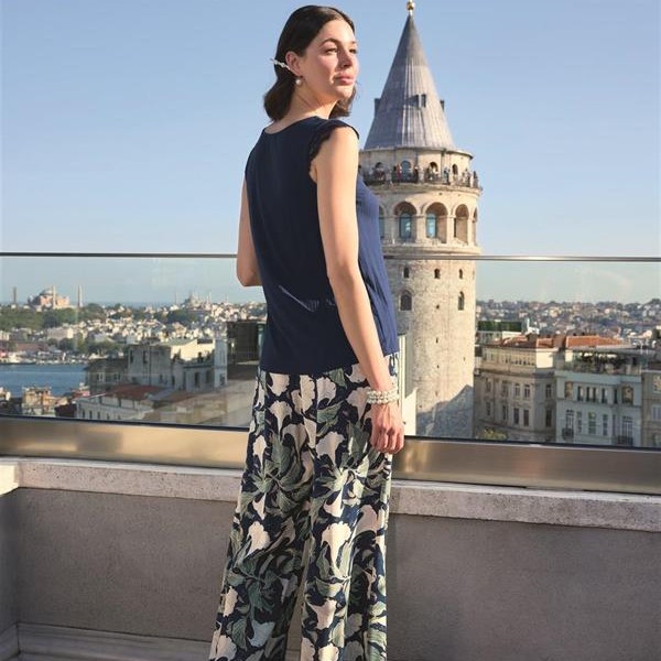 Arias Closet Yaprak Desenli Ve Dantelli 3'Lü Pijama Takımı