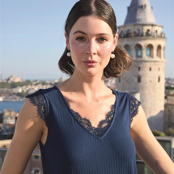 Arias Closet Yaprak Desenli Ve Dantelli 3'Lü Pijama Takımı