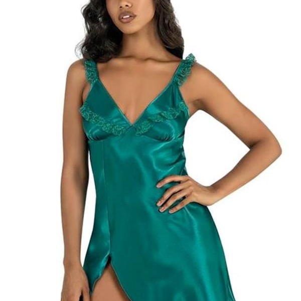 Arias Closet Zümrüt Kısa Saten Gecelik 8237