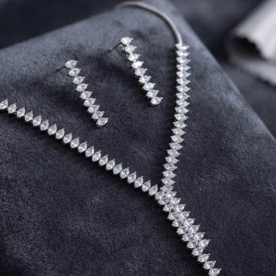 Arpa Zirkon Taşlı Su Yolu Kolye ve Küpe Set