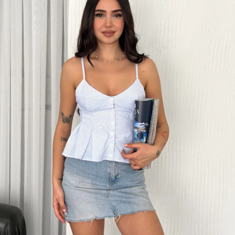 Askılı Dekolte detaylı crop - Açık Mavi -
