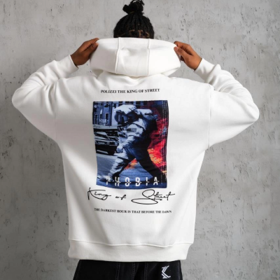 Astronot Baskılı Kapüşonlu Sweat - Beyaz -