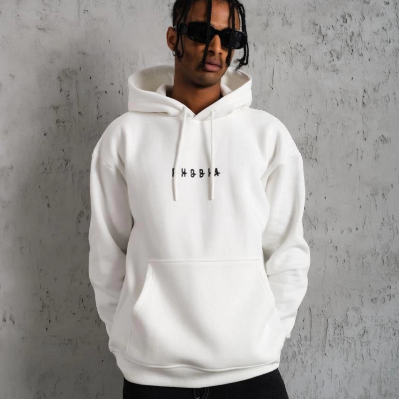 Astronot Baskılı Kapüşonlu Sweat - Beyaz -