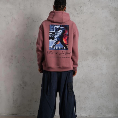 Astronot Baskılı Kapüşonlu Sweat - Gül Kurusu