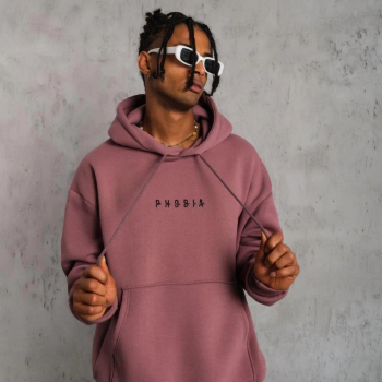 Astronot Baskılı Kapüşonlu Sweat - Gül Kurusu