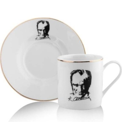 Atatürk Tasarımlı Porselen 2'li Kahve Seti