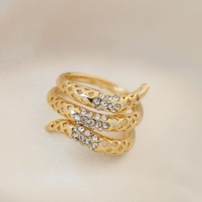 Ayarlamalı Altın Renk Metal Zirkon Taşlı Yüzük