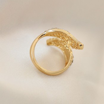 Ayarlamalı Gold Renk Metal Zirkon Taşlı Kanat Yüzük