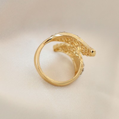 Ayarlamalı Gold Renk Metal Zirkon Taşlı Kanat Yüzük