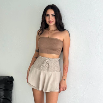 Ayrobin Şortlu Etek - Bej -
