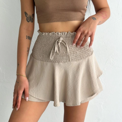 Ayrobin Şortlu Etek - Bej -