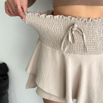 Ayrobin Şortlu Etek - Bej -