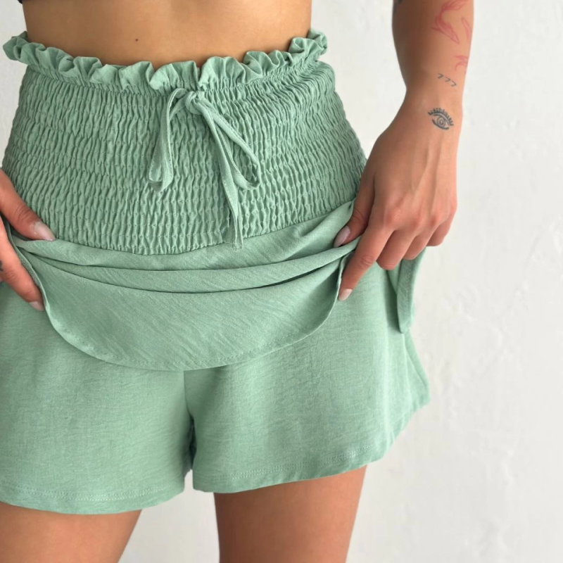 Ayrobin Şortlu Etek - Su Yeşili -