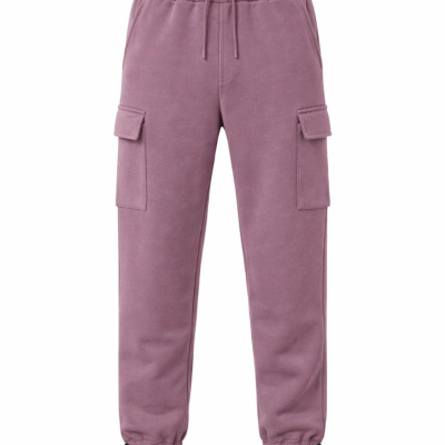 Baggy Üç İplik Kargo Cepli Eşofman Ayarlanabilir Paça Beli İpli Pantolon - Gül Kurusu