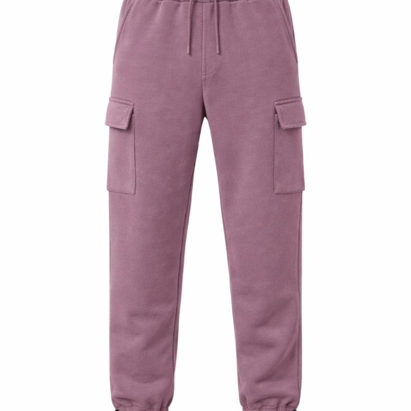 Baggy Üç İplik Kargo Cepli Eşofman Ayarlanabilir Paça Beli İpli Pantolon - Gül Kurusu