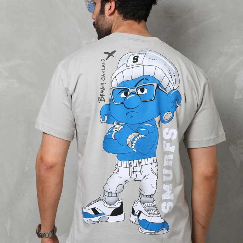 Basic Bisiklet Yaka Oversize T-Shirt - Gri -