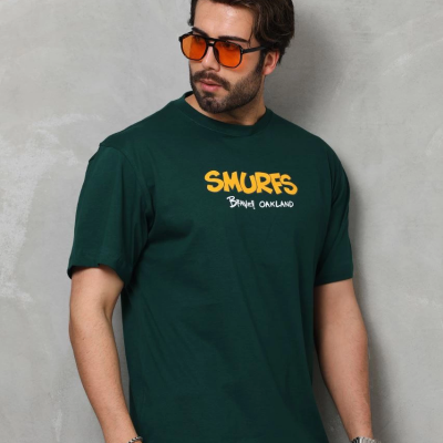 Basic Bisiklet Yaka Oversize T-Shirt - Yeşil -