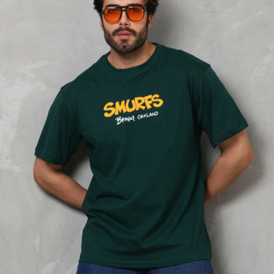 Basic Bisiklet Yaka Oversize T-Shirt - Yeşil -