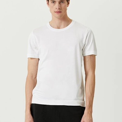 Basic Bisiklet Yaka Regular T-Shirt - Beyaz -