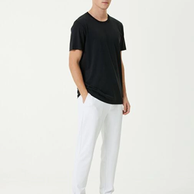 Basic Bisiklet Yaka Regular T-Shirt - Siyah -