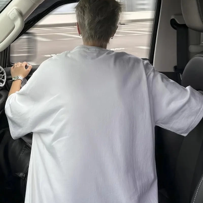 Baskı   Oversive Tişört, Sporda ve Günlük Giyime Uygun - Beyaz -