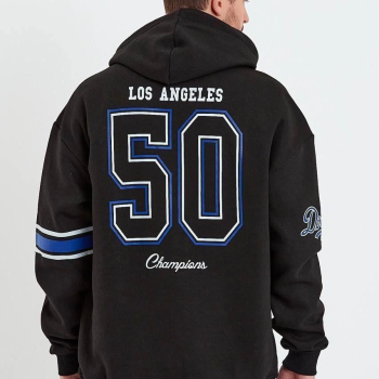 Baskılı Kapşonlu Üç iplik Oversize Sweatshirt - Siyah