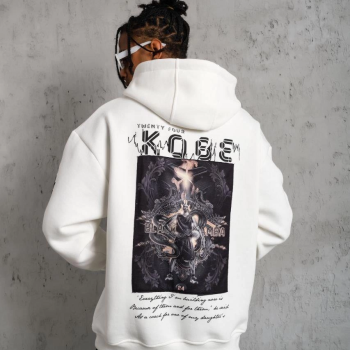 Baskılı Kapüşonlu Sweat - Beyaz -