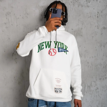 Baskılı Kapüşonlu Sweatshirt - Beyaz -