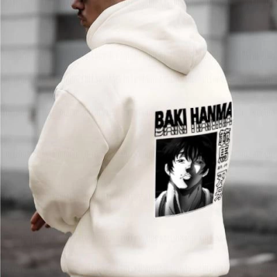 Baskılı Kapüşonlu ve Kordon İpli Sweat - Beyaz -