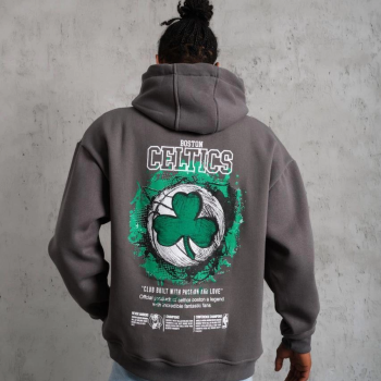 Baskılı Kapüşonlu ve Kordon İpli Sweat - Gri