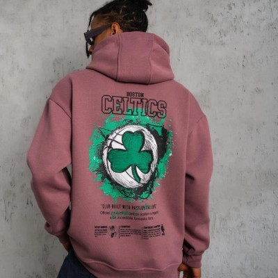 Baskılı Kapüşonlu ve Kordon İpli Sweat - Gül Kurusu