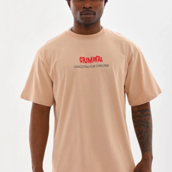 Baskılı Oversize T-Shirt - Bej -