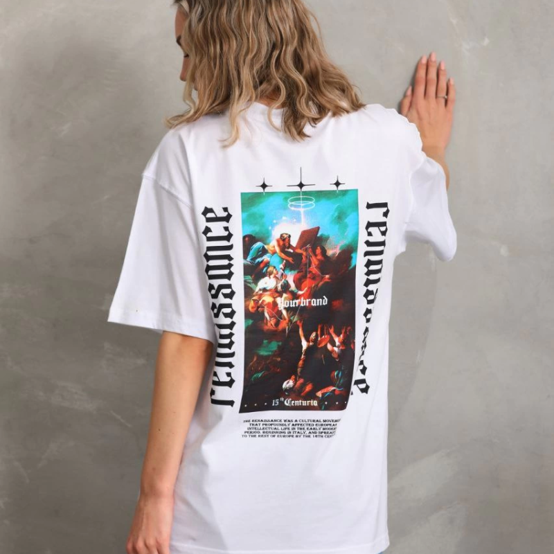 Baskılı Oversize T-Shirt - Beyaz -