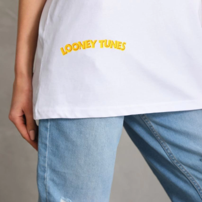 Baskılı Oversize T-Shirt - Beyaz -
