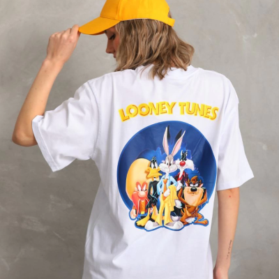 Baskılı Oversize T-Shirt - Beyaz -
