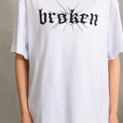 Baskılı Oversize T-Shirt - Beyaz -