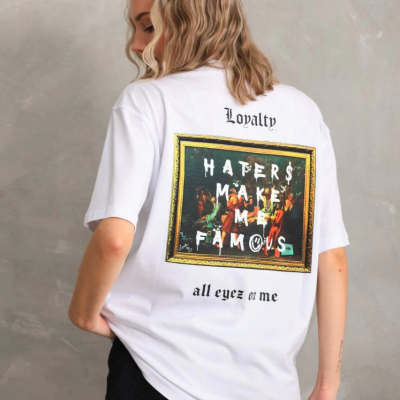 Baskılı Oversize T-Shirt - Beyaz -