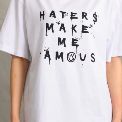 Baskılı Oversize T-Shirt - Beyaz -