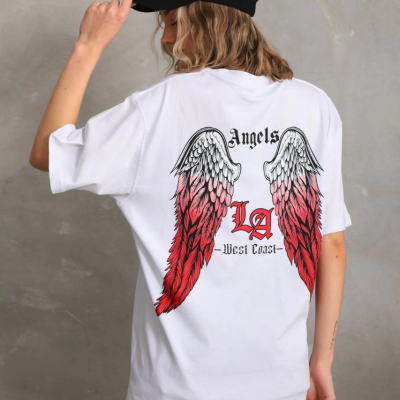 Baskılı Oversize T-Shirt - Beyaz -