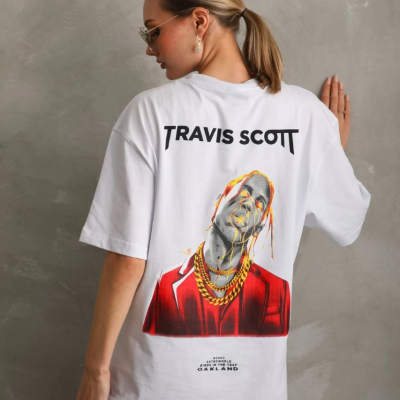 Baskılı Oversize T-Shirt - Beyaz -