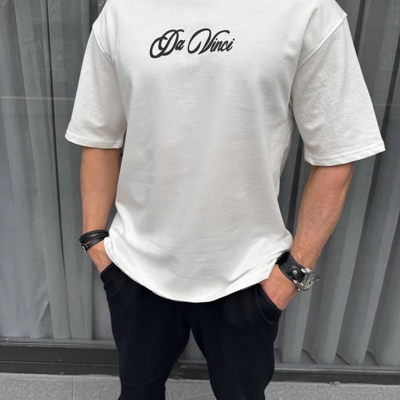 Baskılı Oversize T-Shirt - Beyaz -